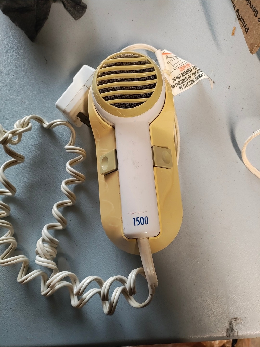 Compact Yellow and White Travel Hair Dryer - 1500W